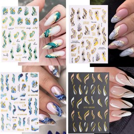 4 Blatt Nagelsticker, 3D Muster Nagelaufkleber, Selbstklebend Nagel Stickers, Nagelsticker Kinder, Goldfolie Nagelsticker Winter Deko, Nails Sticker, Aufkleber Nägel, für DIY Dekorationen, Nail Art