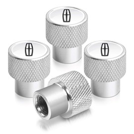 iPick Image for Lincoln Logo in White on Silver Easy-Grip Aluminum Tire Valve Stem Caps