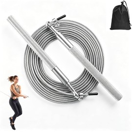 Cuerda para Saltar 3M, Cuerda de Saltar de aleación de Aluminio, Ajustable, Rodamientos de Bolas Sin enredos, con Bolsa de Almacenamiento, para Entrenamientos en Gimnasios Domésticos