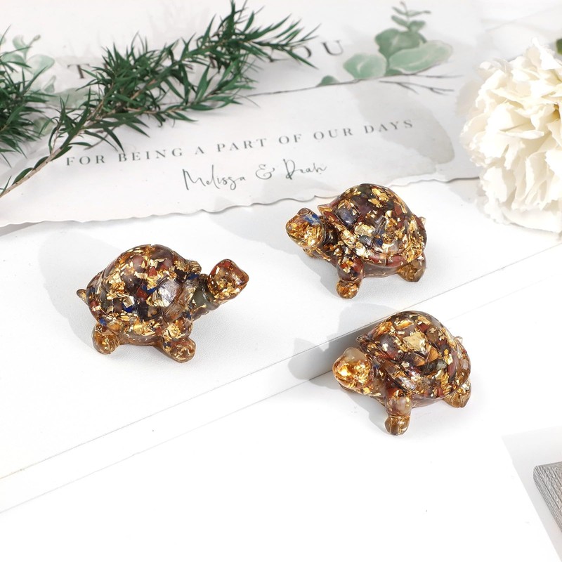 mookaitedecor Resin Crystal Turtle Statue Tortoise Statue Carved Animal for