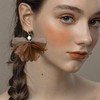 unixmoment Bohemian Big Pearl Fabric Flower Fringe Dangle Drop Earrings