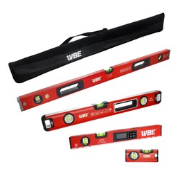 WBE 4-Piece Torpedo-Level Set with Magnetic, Digital-Leveler with LCD Display, 4.7", 16", 20", 40" Aluminum Alloy Spirit Level-Set with Carrying Bag, Bubble Vials Ruler for 45/90/180 Degree.