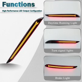 INUBOXES LED Rear Bumper Reflector Lights Kit for Hyundai Sonata 2015 2016 2017 Daytime Running Light Turn Signal Lamps Tail Brake Lights Fog Lamps, 2pcs｜Replacement 92405C1000, 92406C1000 (Smoked)