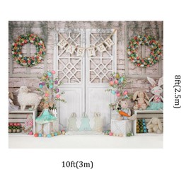 Kate 10x8ft Happy Easter Photography Backdrops Colorful Eggs Cute Rabbit Toy Photographic Background Retro Wall White Door Baby Shower Newborn Shooting Backdrop