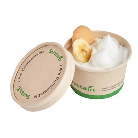 Restaurantware-LIDS ONLY: Sustain Round Paper Soup Container Lids, 50 Disposable Ice Cream Cup Lids - Cups Sold Separately, For 3 And 4 Ounce Cups, Bamboo To Go Cup Lids, PLA lining, Compostable