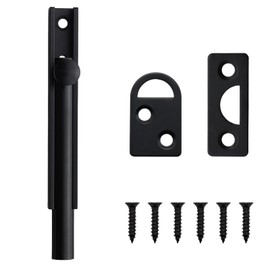 Adyoney 4 Inch Brushed Black Solid Brass Surface Bolt, Elegant and Durable Brass Slide Bolt Latch, Cabinet Surface Bolts with Screws, Secure and Stylish Hardware Accessory