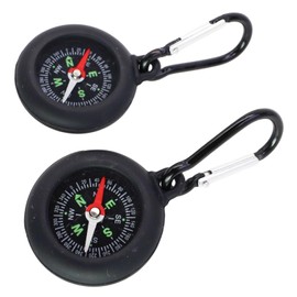 2PCS Portable Compass with Keychain and Carabiner Clip, Pocket Hiking Compass for Navigation and Outdoor Travel, Durable Waterproof Orienteering Tool for Camping, Backpacking, Adventure Use