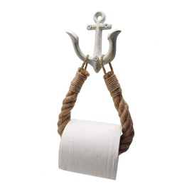 ROXLLGJC Nautical Rope Toilet Paper Holder Coastal Towel Holder with Metal Hook for Bathroom Decor (White)