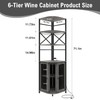 Aufvolr Wine Bar Cabinet with Power Outlet, 6-Tiers Industrial Wine