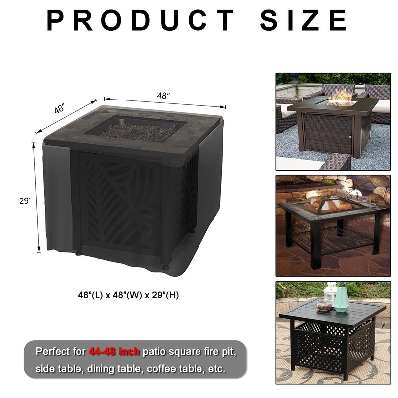WOMACO Heavy Duty Square Patio Fire Pit/Table Cover, Waterproof Outdoor
