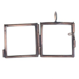 HHH Designs Glass Pane Locket | Antique Copper Finish | Pendant Necklace for Men and Women | Hinged Dual Glass Display Lockets | Square Pendant Without Chain | Set of 3