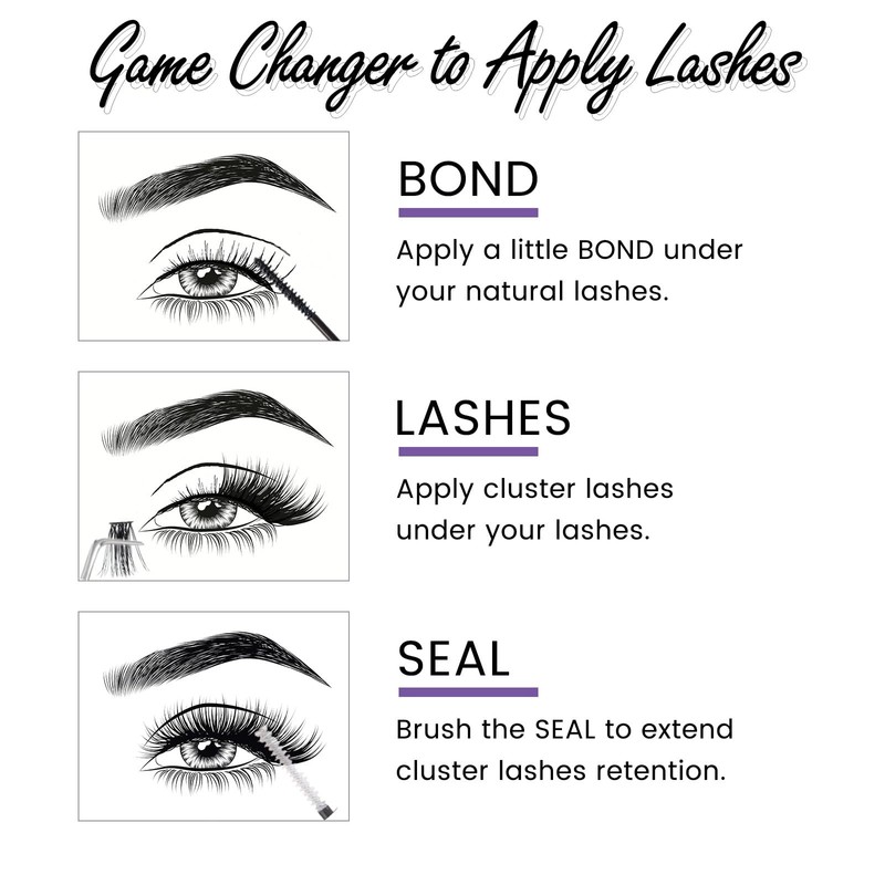 Individual Lashes with Lash Bond and Seal 120 Cluster Lashes
