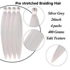 Silver Grey Braiding Hair Pre stretched for Boho Braids Deep Wave Curly Braiding Hair Prestretched for Bohemian Braids Hot Water Setting