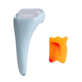 Ice Roller for Face & Eyes, Ice Roller to Tighten the Complexion, 2-in-1 Cooling Massager Against Swelling & Wrinkles, Roller Heads for Long-Lasting Cooling (Blue)