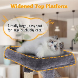 FDW 37.8 inch Cat Tree Cat Tower for Indoor Cats with Scratching Posts,Multi-Level Cat Furniture Activity Center Stand House Cat Condo Modern Cat Tower with Hanging Cradle & Funny Toy (Light Gray)