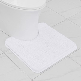 MIULEE U Shape Bath Mat Super Absorbent WC Toilet Rug Non Slip Mat Super Soft Floor Mat Washable Rugs Cozy and Shaggy Rug Carpet for Bathroom White 1 Piece 50 x 50 cm 20x20 Inch