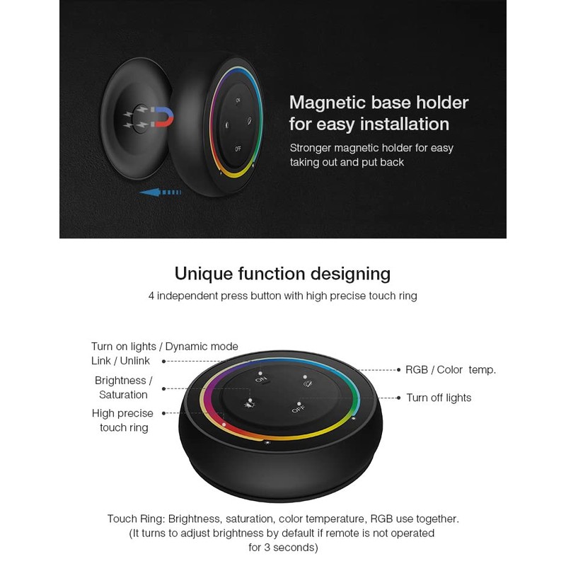 LIGHTEU, Miboxer 2.4GHz Rainbow Remote Control Compatible with Miboxer RGBCCT