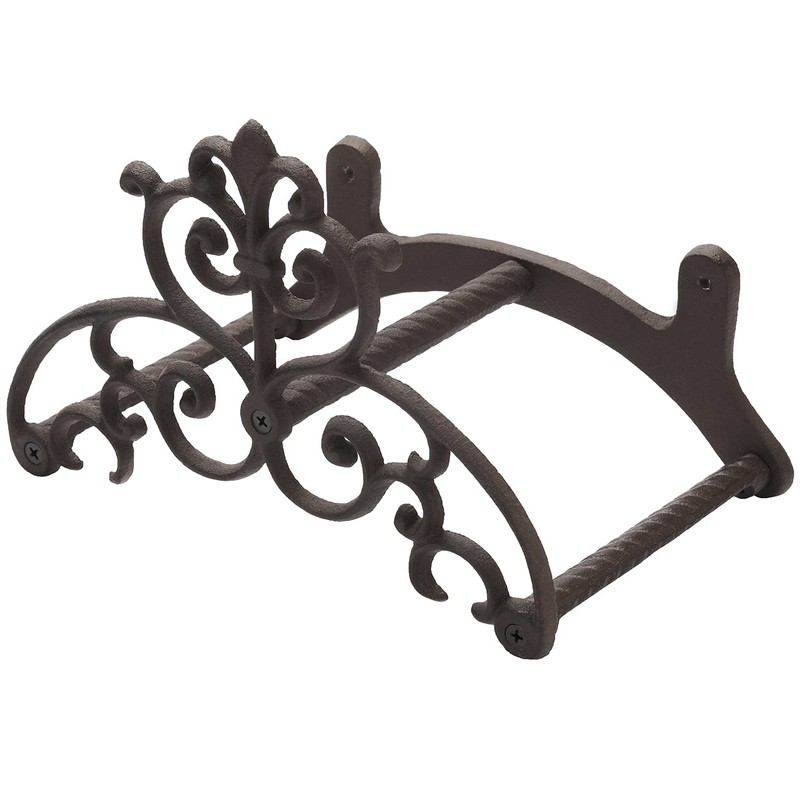 MyGift Brown Heavy Duty Cast Iron Outdoor Garden Hose Hanger