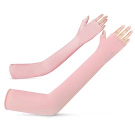 MOUNT TEC UV Protection Fingerless Gloves Long Arm Sleeves Women's Sunblock Driving Cycling Fishing Baseball Arm Sleeves UPF 50+ Tattoo Cover UP to Cover Arm Sleeves Warmth (Petal Pink,S)