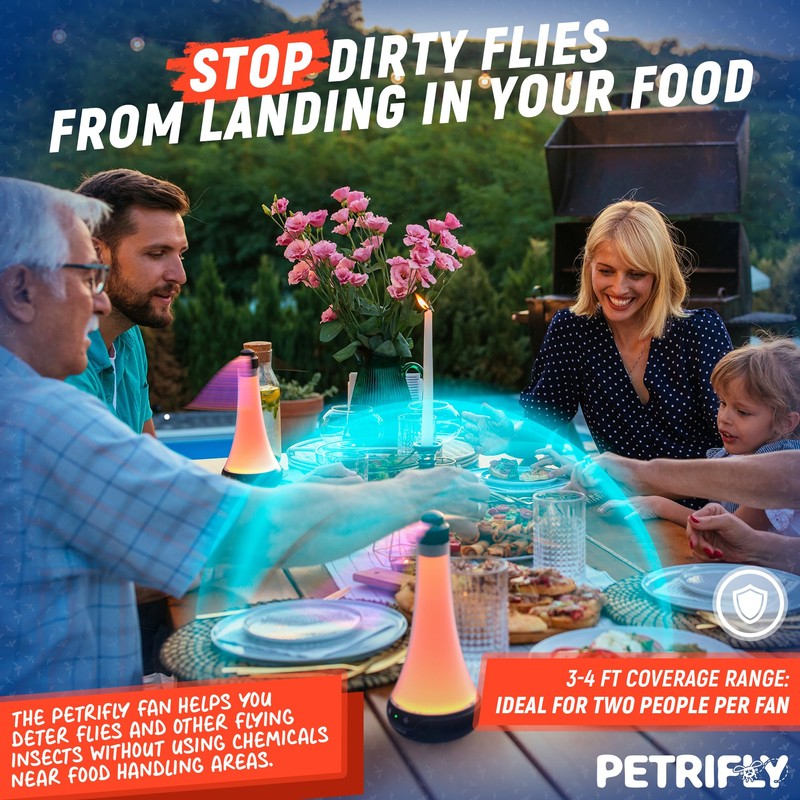 PETRI Fly Fans for Tables 2pk with Anti Bug Light