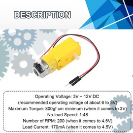 JYUDAUFU 2 Pcs TT Motor Kit DC 3-12V 1A Dual Shaft 200RPM Ratio 1:48 EMC Electric Gear Motor with Wire for Arduino/Smart Car with Jumper Cable, Wheel, L298N Motor Drive Controller Board