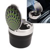 Portable Car Ashtray Mini Silver Edge Fire Prevention Smokeless Auto