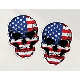 2 x 10cm United States Skull Stickers - America USA Flag Travel Holiday Pirate Funny Kids Girls Boys Men Women Scrapbook Sticker #82087