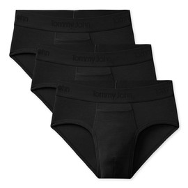 Tommy John Men's Second Skin Briefs, Lightweight No Ride-Up Comfortable Breathable Mens Underwear, Soft Moisture Wicking Tagless, Stretch Low Rise Men's Boxer Briefs, Black - 3 Pack, XL