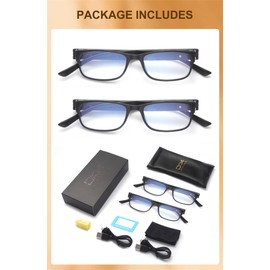OKH 2 PCs Rechargeable Reading Glasses with Lights, Anti Blue Light Lens, Bright LED Light Up Reading Glasses, Readers for Men Women, 1.0