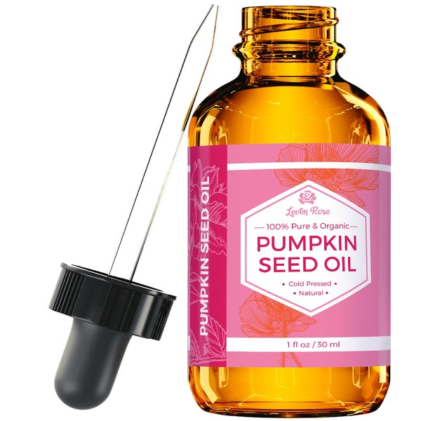 Pumpkin Seed Oil By Leven Rose, 100% Pure Cold Pressed Natural Moisturizer for Dry Hair Rough Skin and Nails 1 oz