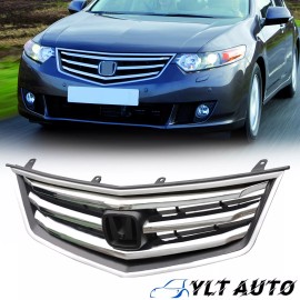 WENQI For 2009 2010 Honda ACURA TSX Front Bumper Chrome Black Upper Grille Grill