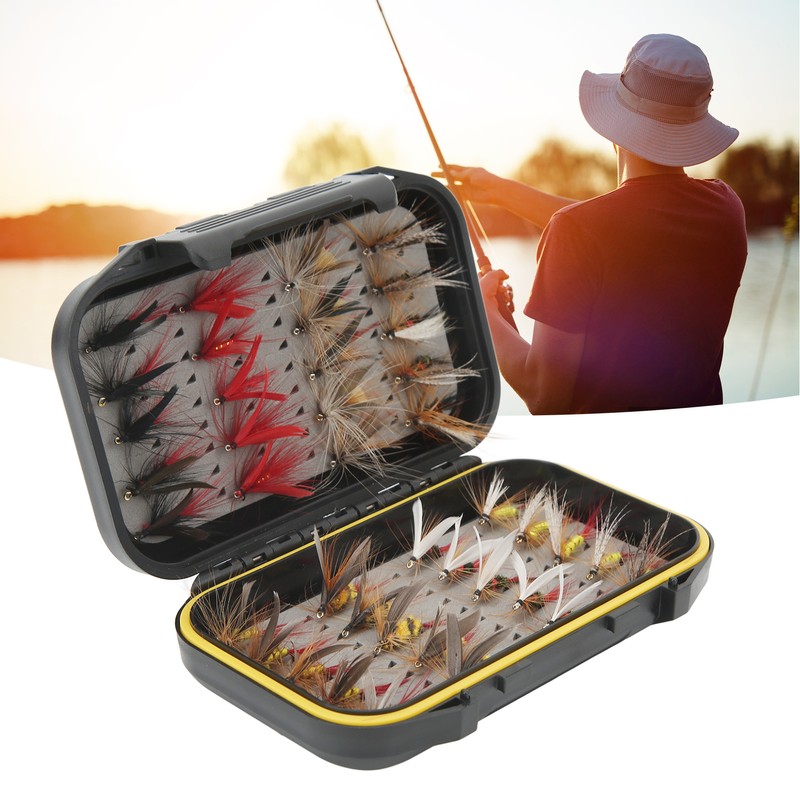 40Pcs Fly Fishing Flies Kit Stainless Steel with Box Lures