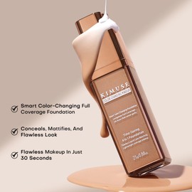 KIMUSE Color Changing Foundation, 4 In 1 Smart Shade Skin Tone Foundation Makeup, Waterproof & Long Wear with Glycerin & Sodium Hyaluronate Tinted Moisturizer Face Makeup For All Skin Tones