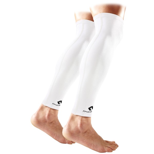 McDavid M6572 Power Leg Sleeves, Long, Compression, Sweat Absorbent, Quick Drying, Fatigue, UV Protection, Pack of 2, S, White, Sports Basketball, Basketball