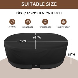 iBirdie Outdoor Waterproof 300 Gallon Stock Tank Cover for Ice Bath Cold Plunge Pool - 600D Heavy Duty Weatherproof Oval Tub Covers Compatible for Rubbermaid Water Trough