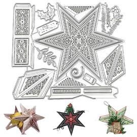 Five Stars Cutting Dies Metal, Christmas Cutting Stencils, Metal Embossing Stencils 3D Stencils, Star Cutting Dies Large, Christmas Cutting Dies Gift Box, for DIY 3D Christmas, Gift