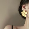 Gold Statement Earrings with Large Gold Floral Drop Designs -