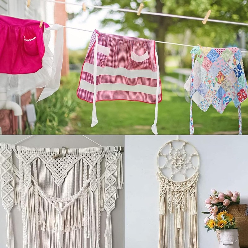 Natural Cotton Clothesline Pulley, Snag & Tear Resistant, 30m X