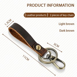 COYUN Pack of 2 Car Key Fob Leather, Universal Car Key Fob for Men and Women, Key Ring with Belt Loop Car Accessories, Car Key Ring, Key Ring Accessories, Unisex