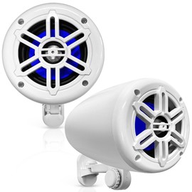 Pyle 4" Waterproof Speaker System, 2-Way Full Range Marine Speakers with 360° Rotatable Bracket, Rugged Off-Road Weatherproof Design for ATVs, UTVs, Jeeps, Boats, and Wakeboards, White