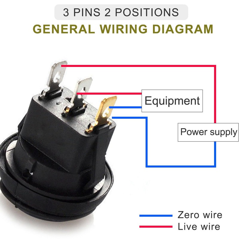 DAOKAI Round Rocker Switch with Shell 2 Position 12V 20A