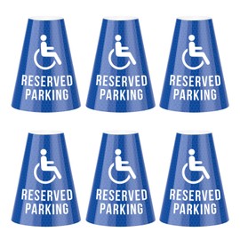 BATTIFE 6 Pack "Reserved Parking" Bright Reflective Collars, Cone Message Stickers for Traffic Safety Cones, 360° High Visible Signs for Driveway Road Outdoor Use (Blue)