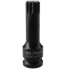 M18 x 78mm Spline Bit Triple Square Impacted Extra Long 1/2” Drive Male Socket