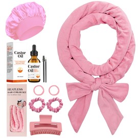 Heatless Curls, No Heat Curls Overnight Headband Cosmetics Castor Oil Organic (2oz) for Women, Pink