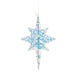Melrose International 24" LED Large Star Ornament, Blue and Iridescent, PVC and Wire Construction, Battery or USB Powered, Festive Holiday Decor, Indoor/Outdoor Use