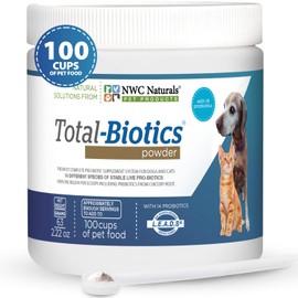 NWC Naturals Total-Biotics, Cat & Dog Probiotics for Digestive Health with Prebiotic, Unflavored Probiotic for Dogs & Cats, Supplement for Gut, Skin, Coat, Stomach Relief, 100 Servings, 2.22 Ounces