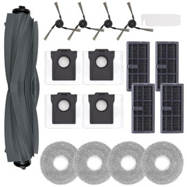 18Pcs Replacement Parts for Dreame X40 Ultra,L40 Ultra Vacuum Cleaner Accessories Kit, 1 Main Brush 4 Mop Pads 4 Hepa Filters 4 Vacuum Bags 4 Side Brushes, 1 Cleaning Brush
