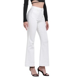 AEJ High Waisted Bootcut Jeans for Women, Stretchy Retro Trendy Flare Bell Bottom Jeans Petite Women's Denim Pants White