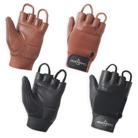 Globaleather Classic Fingerless Wheelchair Gloves - Brown (X Large) - Hardwearing, Padded Breathable Leather for Great Grip, Protection, Comfort & Durability