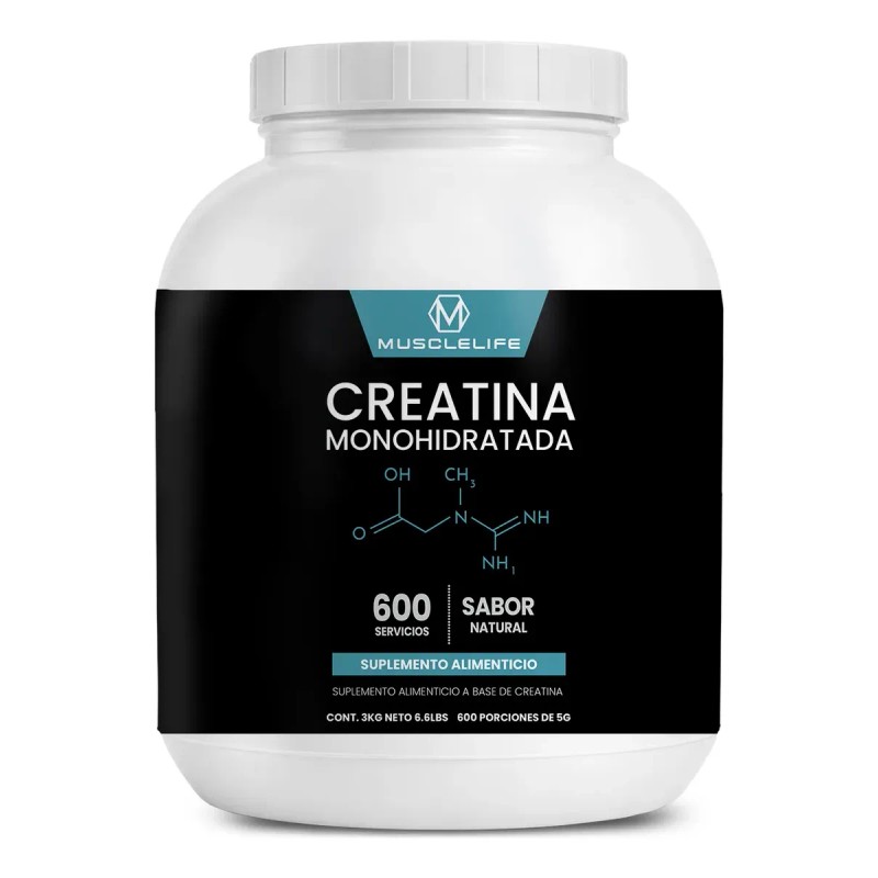 Creatina Muscle Life Monohidratada 3kg 600 Servicios Varios